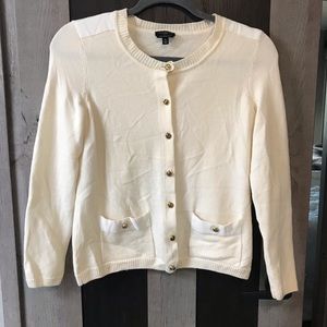 Talbots cream colored Cardigan with gold buttons